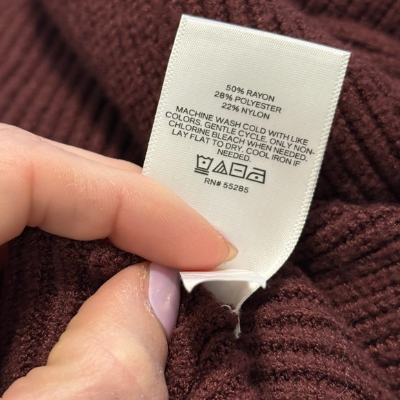 Express Crew Neck Puff Sleeve Sweater Chocolate Brown XS - Picture 6 of 7